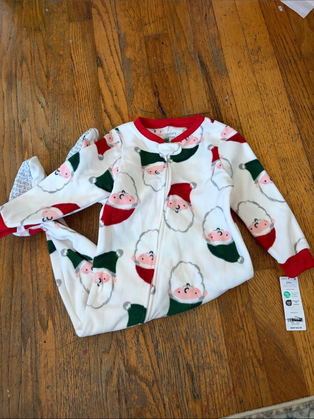 Carters Santa fleece footed onesie